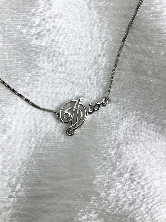 Christian Dior Dior Logo Necklace Silver Vintage kaxt7k
