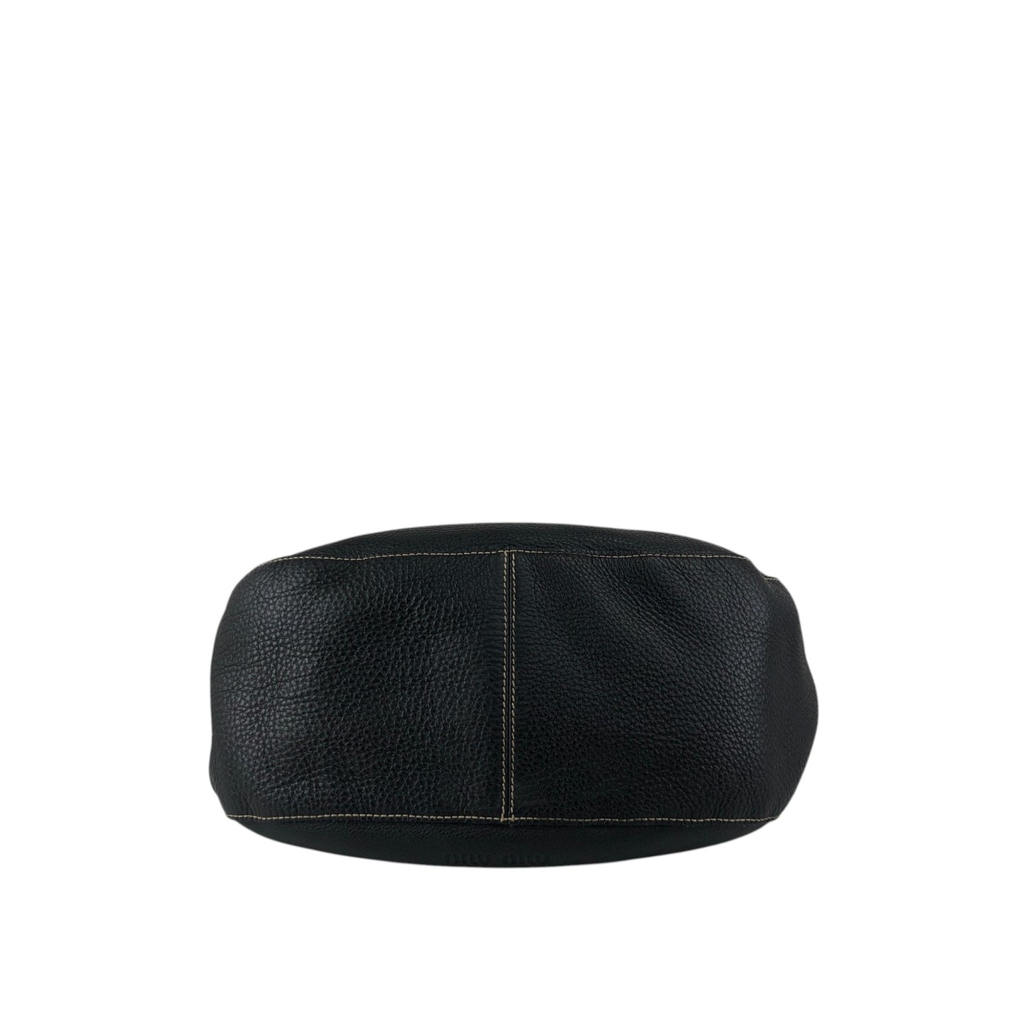 miu miu Logo Embossed Handbag Hobobag Black Vintage 438w43