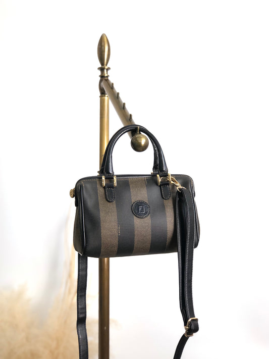 FENDI Pecan Two-way Small Boston bag Shoulder bag Black Vintage 45ksbk