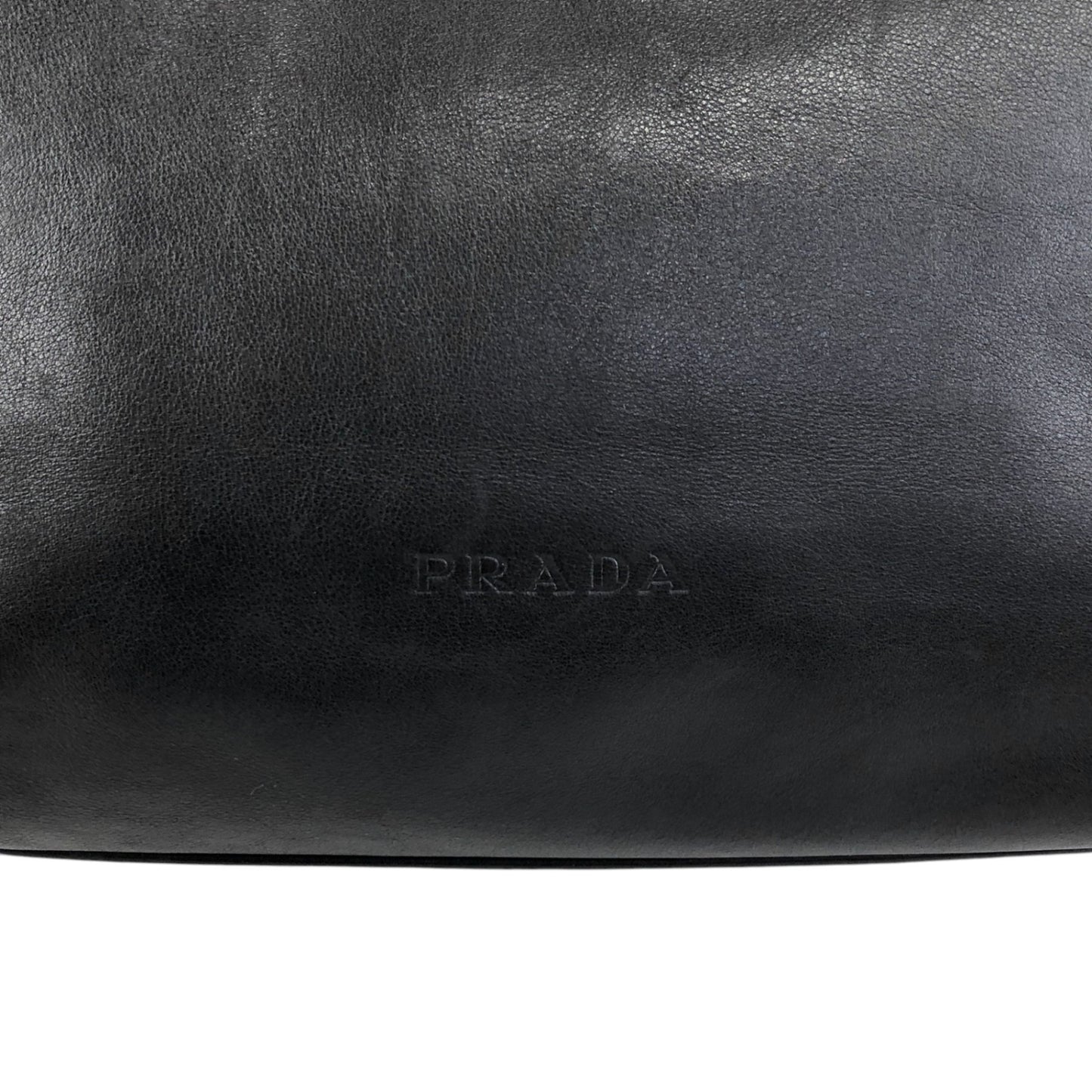 PRADA Logo Embossed Shoulder bag Hobobag Brown Vintage d2egiw