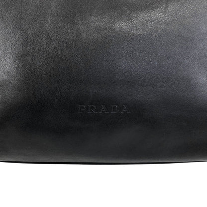 PRADA Logo Embossed Shoulder bag Hobobag Brown Vintage d2egiw