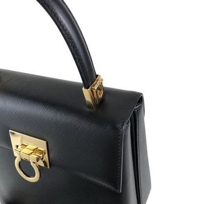 Salvatore Ferragamo Gancini Two-way Handbag Shoulder bag Black Vintage hdmvm4