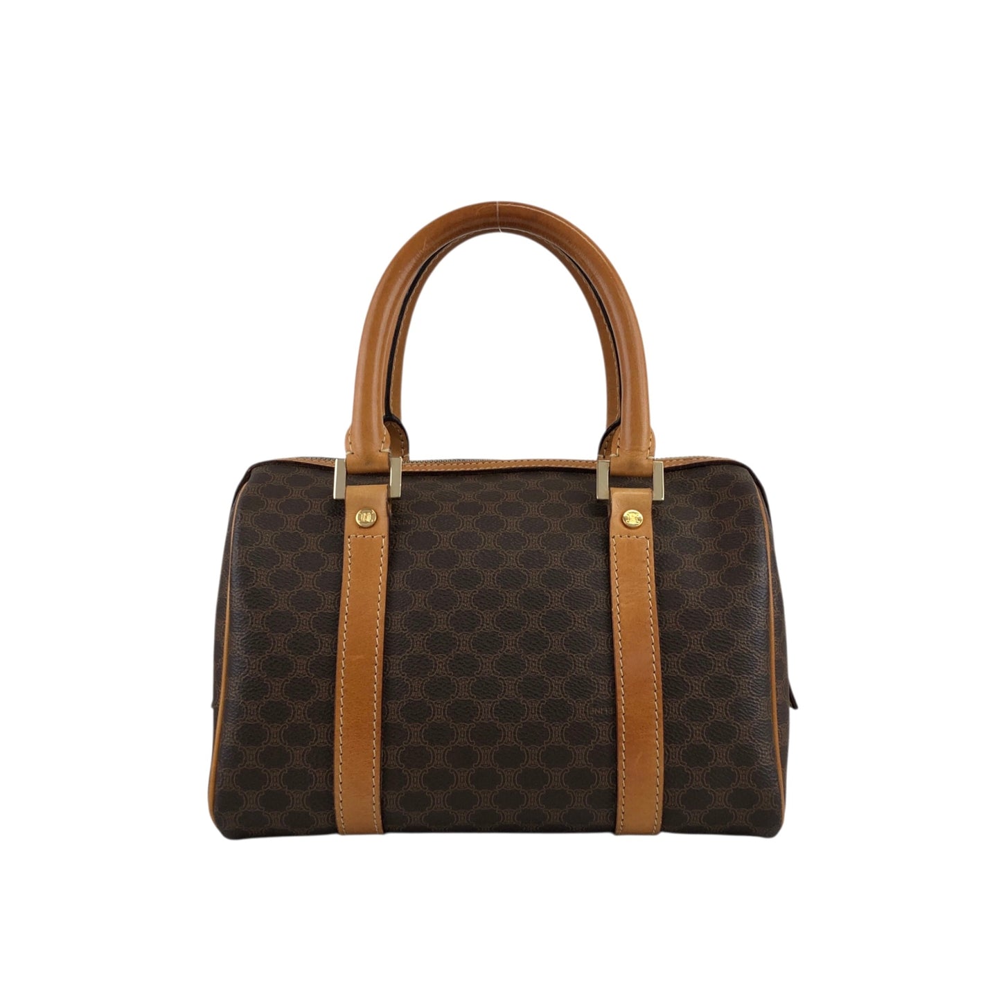 CELINE Macadam Small Boston bag Handbag Brown Vintage h2xbbg