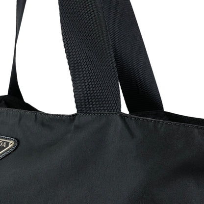 PRADA Tessuto Triangle Logo Totebag Black Vintage s4fket