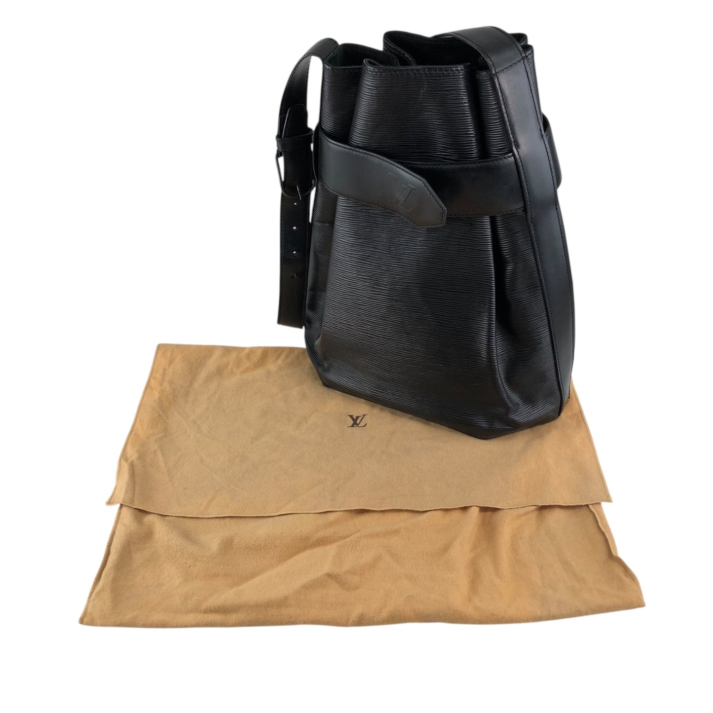 LOUIS VUITTON Epi Drawstring Shoulder bag Black Vintage v8epcv