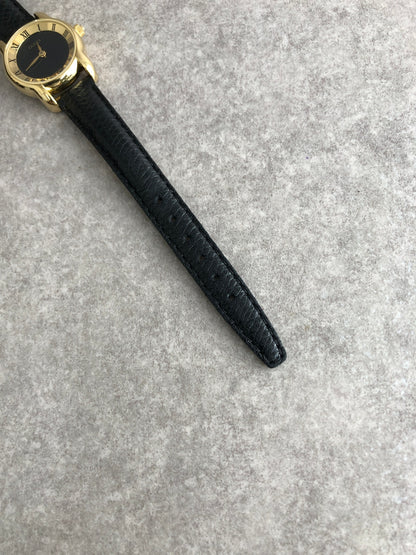 GUCCI Logo Quartz Watch Black×Gold Vintage zt6np6