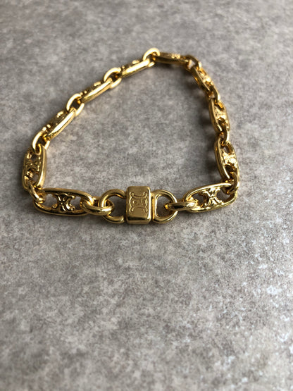 CELINE Blason Bracelet Gold Vintage ux3b2s