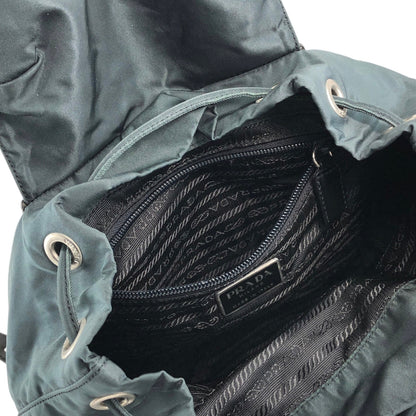 PRADA Tessuto Triangle Logo Double Pocket Backpack Green Vintage 43hn3u