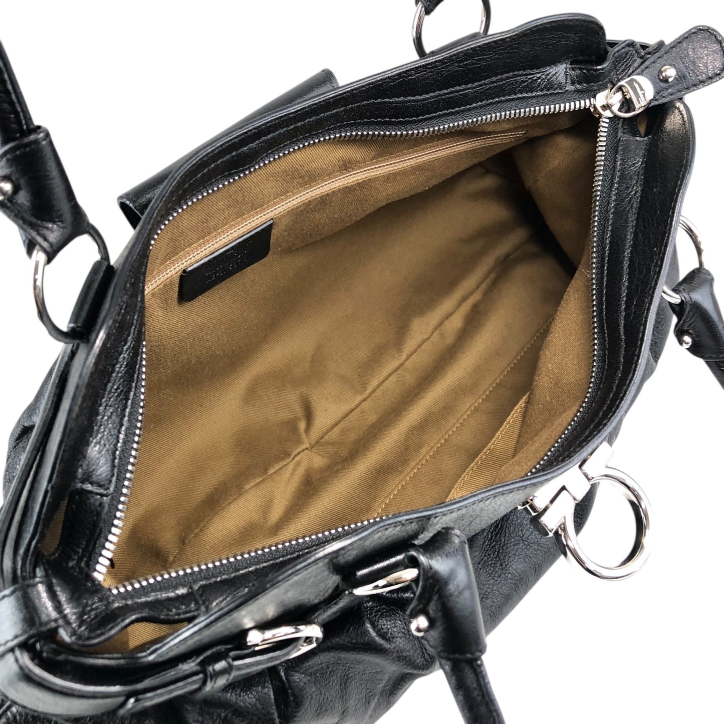 Salvatore Ferragamo Gancini Handbag Black Vintage 5aexwa