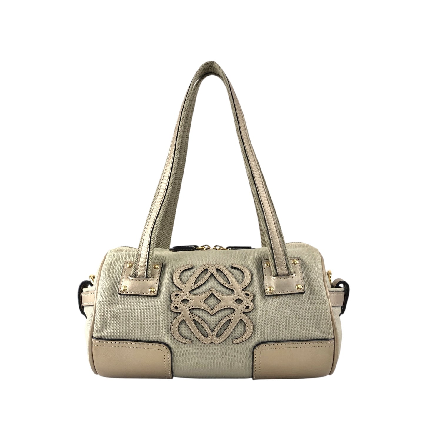 LOEWE Anagram Small Boston bag Handbag Beige Vintage mym6vr