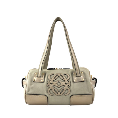 LOEWE Anagram Small Boston bag Handbag Beige Vintage mym6vr