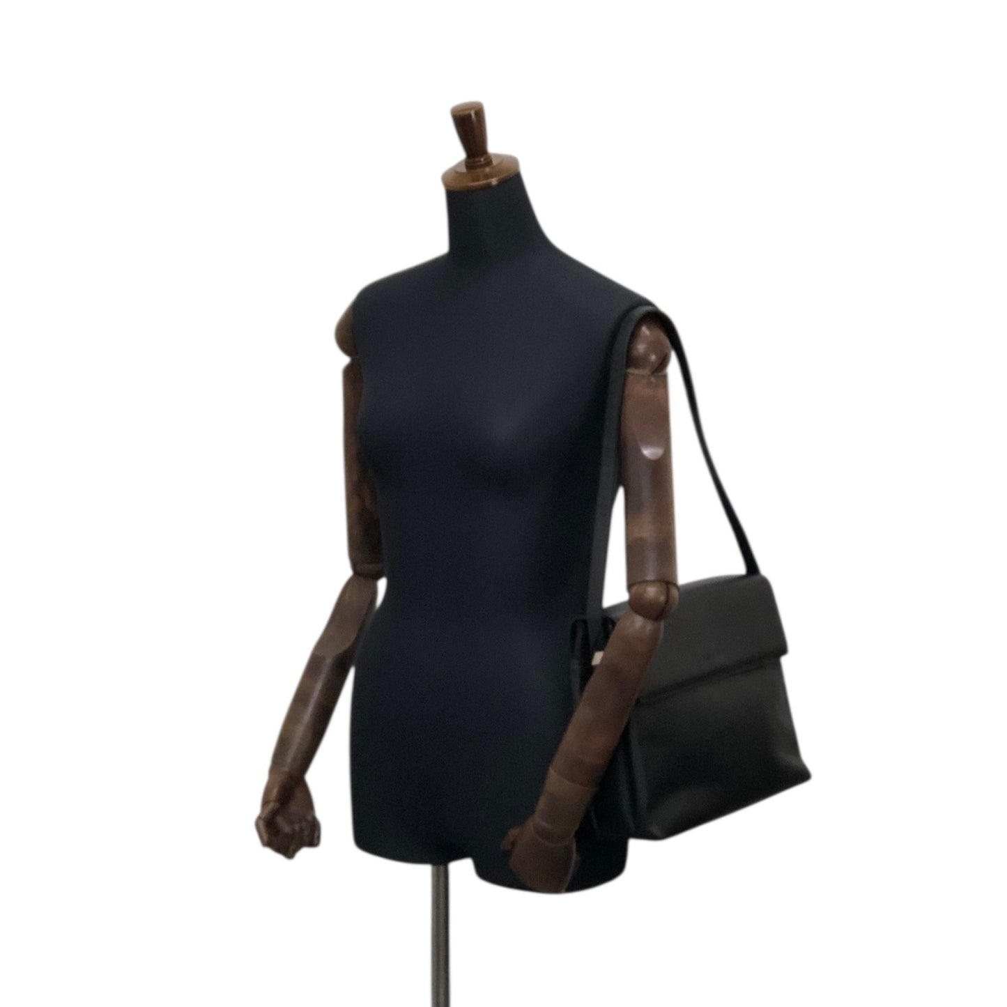 LOEWE Logo Embossed Shoulder bag Black Vintage htcz22