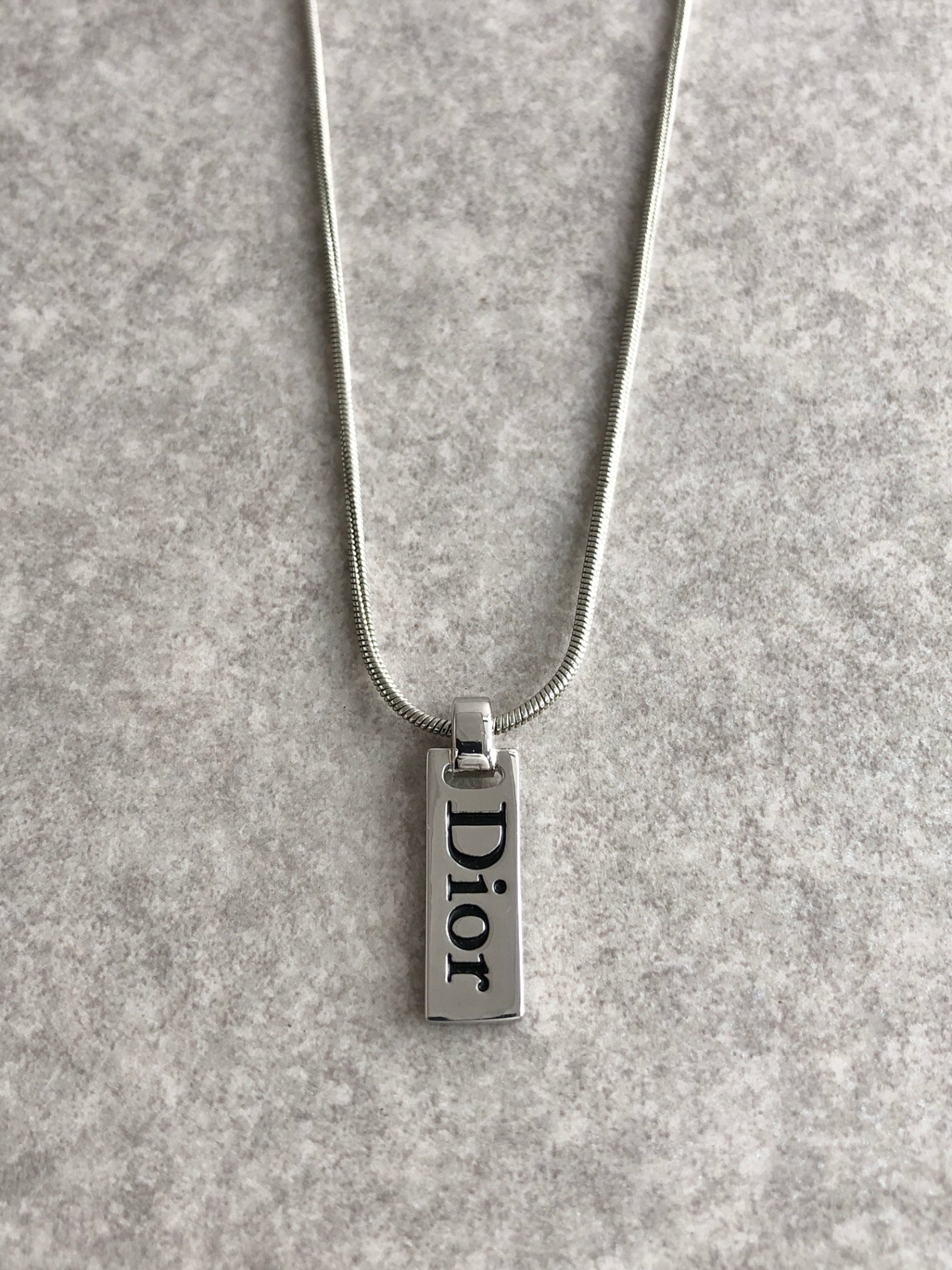 Christian Dior Logo Necklace Silver Vintage vanrpb