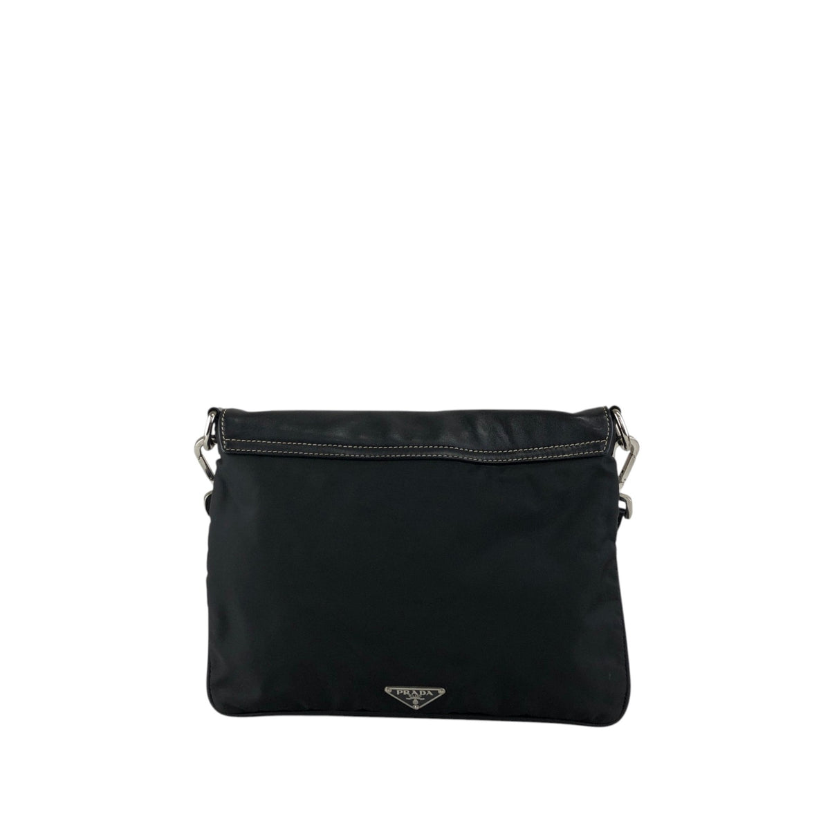 PRADA Triangle Logo Push lock Shoulder bag Black Vintage kcukna
