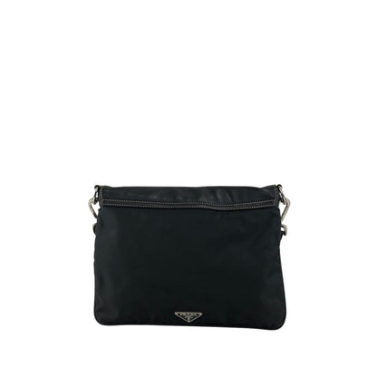 PRADA Triangle Logo Push lock Shoulder bag Black Vintage kcukna