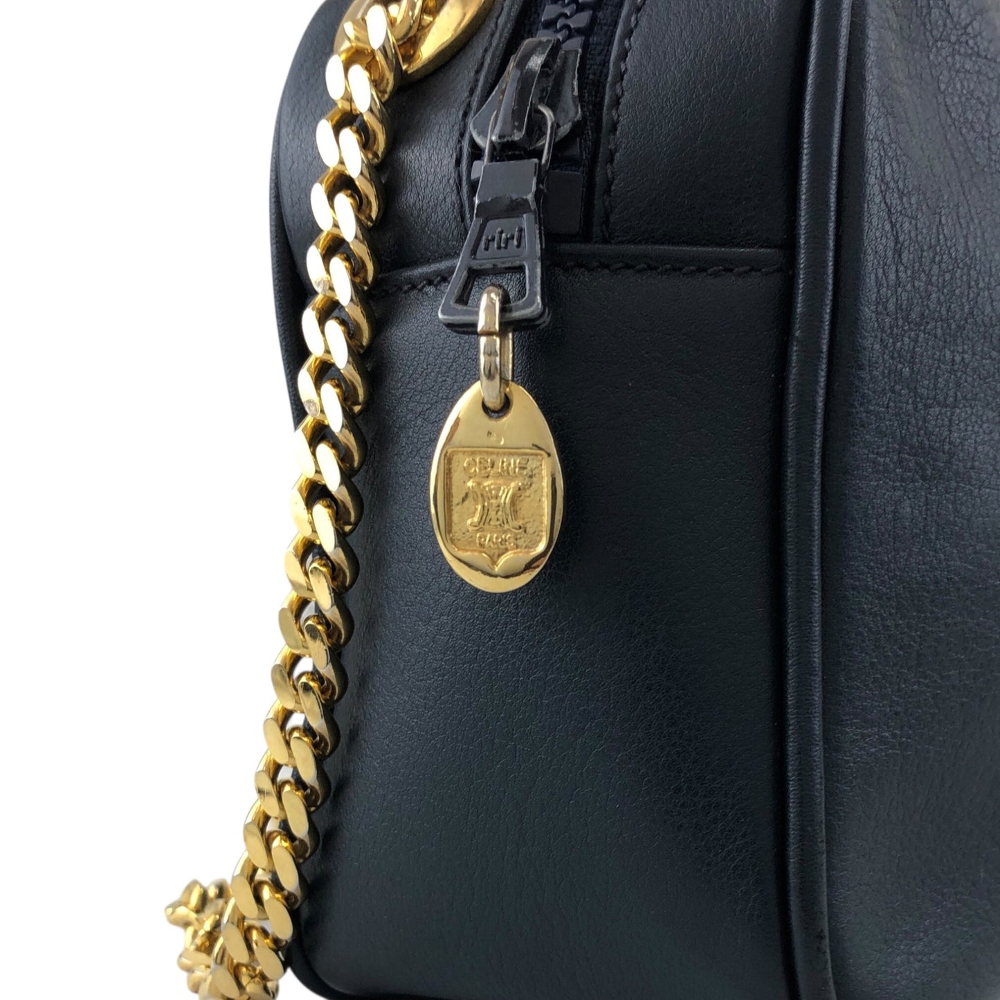 CELINE Triomphe Chain Shoulder bag Navy Vintage h4r6w8