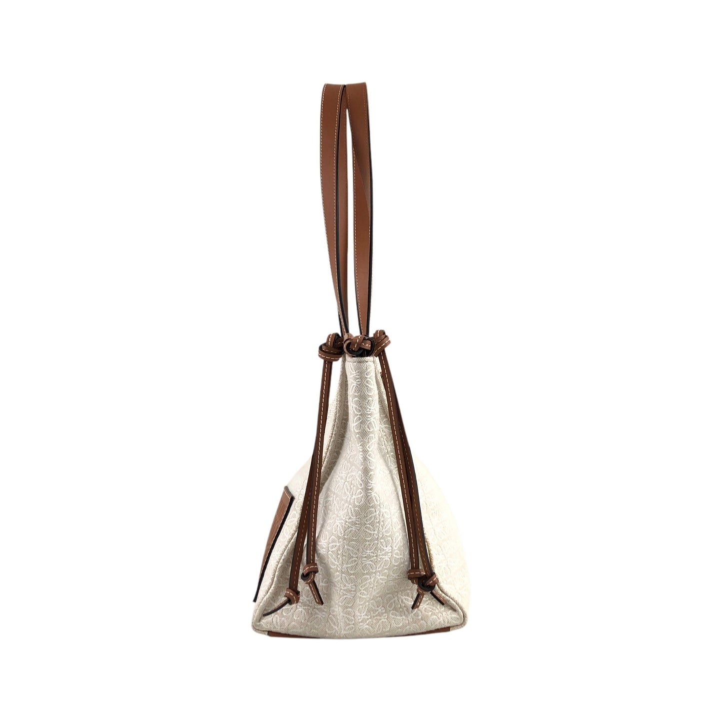 LOEWE Logo Handbag Totebag Beige×Brown Vintage 3yst46