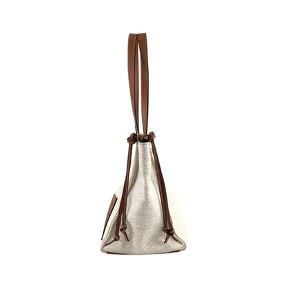 LOEWE Logo Handbag Totebag Beige×Brown Vintage 3yst46