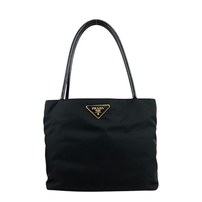 PRADA Tessuto Triangle Logo Totebag Black Vintage bsmm74