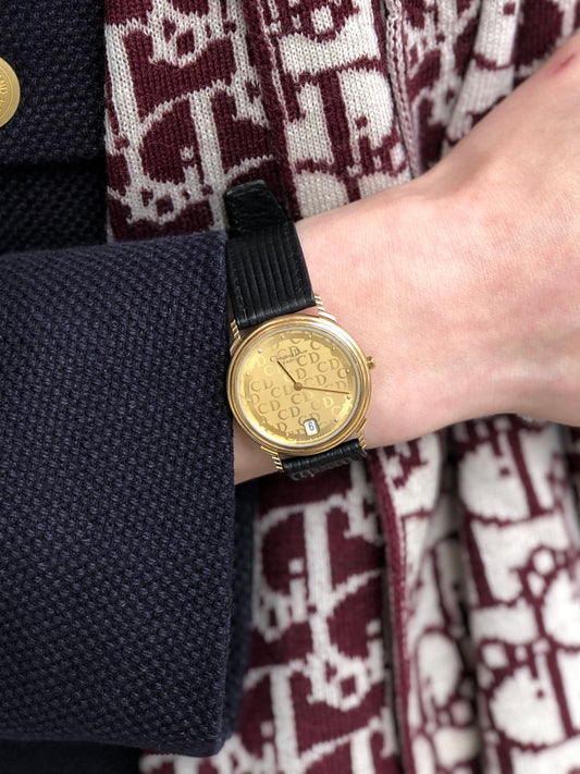 Christian Dior  CD Logo   Watch Gold×Black Vintage 2y2w4k
