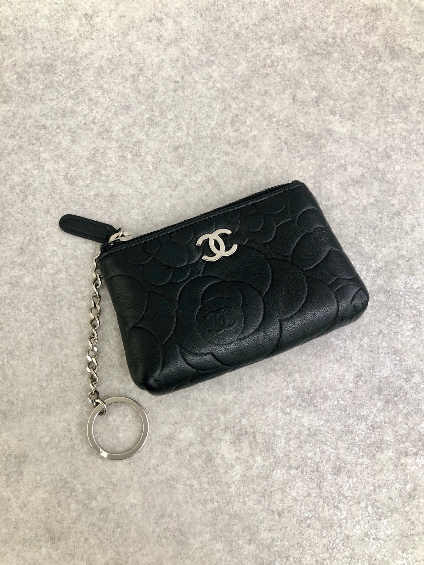 CHANEL Coco Mark Coin Purse Black Vintage 2d2jyd