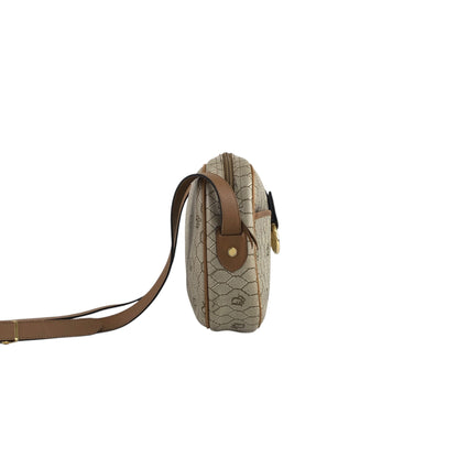 Christian Dior Honeycomb Pattern Round Shoulder bag Beige Vintage rd2a45