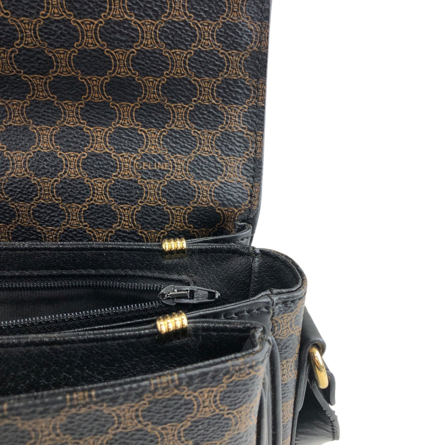 CELINE Macadam Front Buckle Shoulder bag Black Vintage 5wzcdj