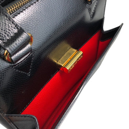 CELINE Turn Lock Handbag Black Vintage 6caidw