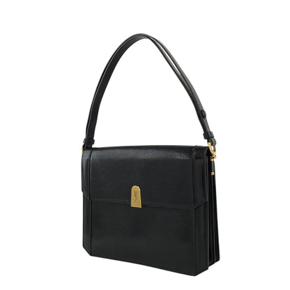 Yves Saint Laurent YSL Logo Handbag Shoulder bag Black Vintage 5nbvi3
