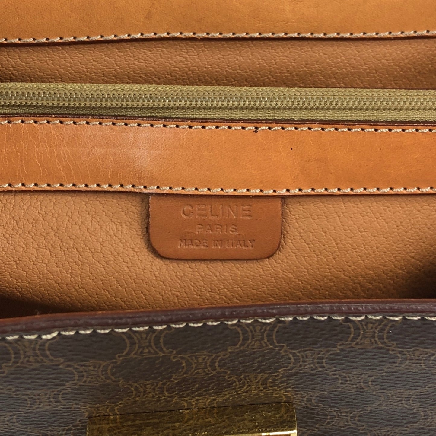 CELINE Macadam Turn Lock Charm Two-way Handbag Shoulder bag Brown Vintage tw3c3x