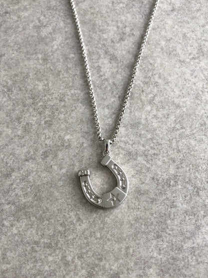 Christian Dior Logo Horseshoe Necklace Silver Vintage 7tfa27