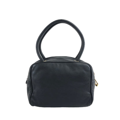 LOEWE Anagram Leather Handbag Black Vintage vpng2m