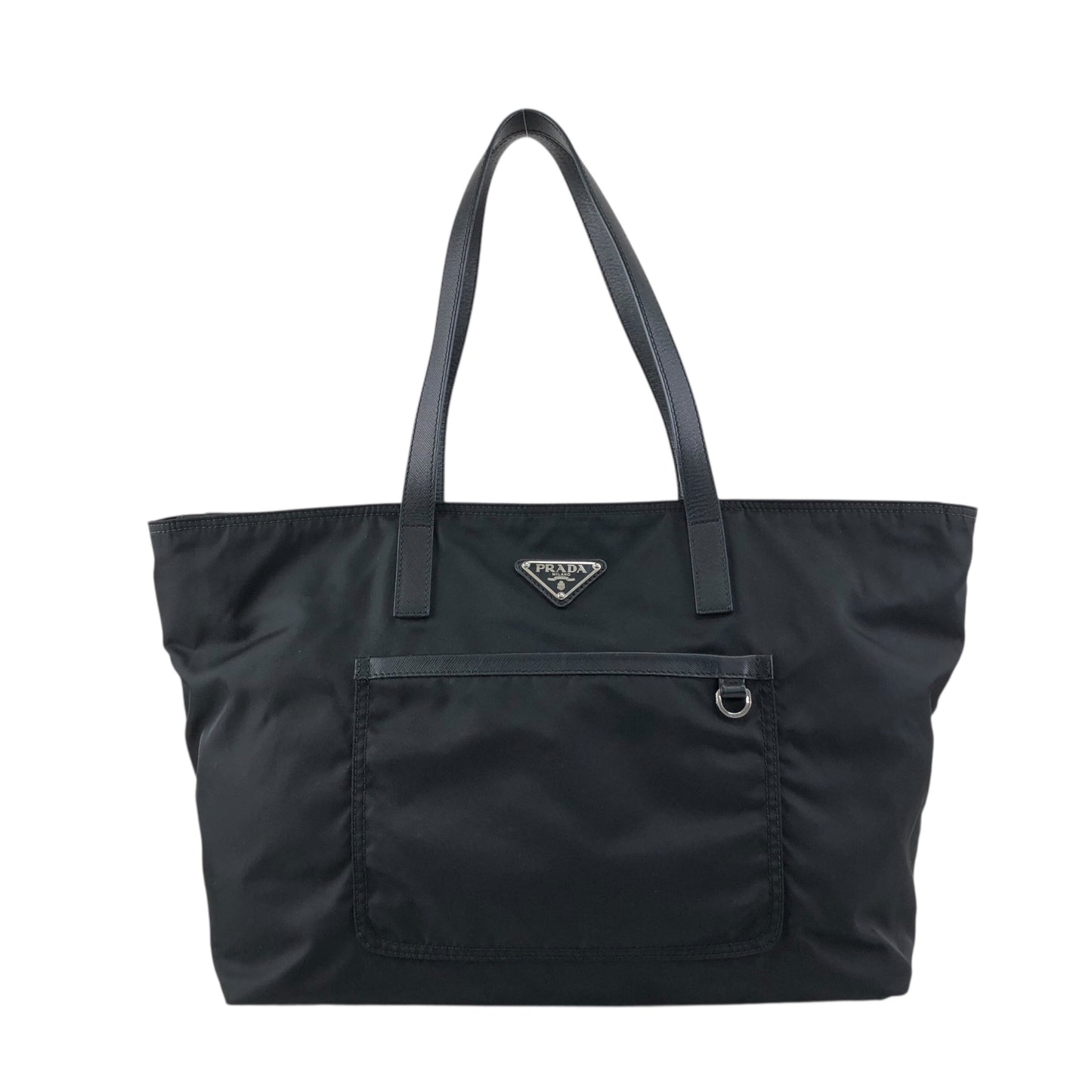 PRADA Triangle Logo Front Pocket Totebag Black Vintage p2sa5n