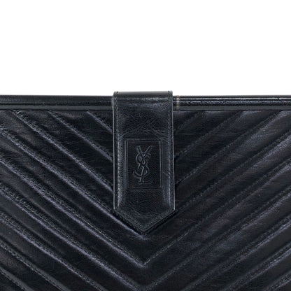 Yves Saint Laurent YSL Logo Bias Stitch Clutch bag Black Vintage b3p3mj