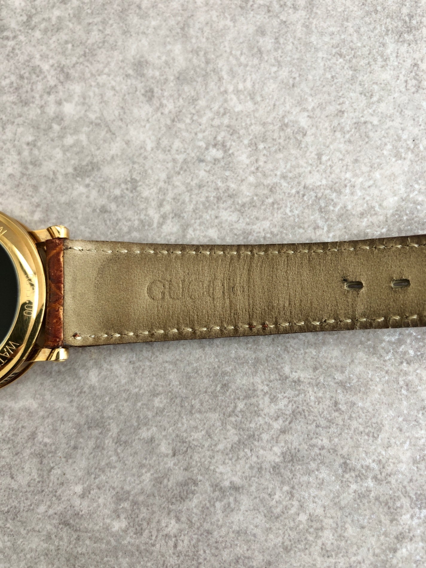 GUCCI Logo Watch Gold×Brown Vintage 4aruag