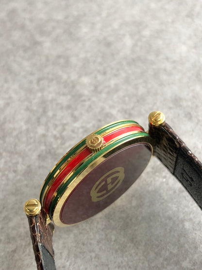 GUCCI Sherry Line Quartz Watch Brown×Gold Vintage vng8gz