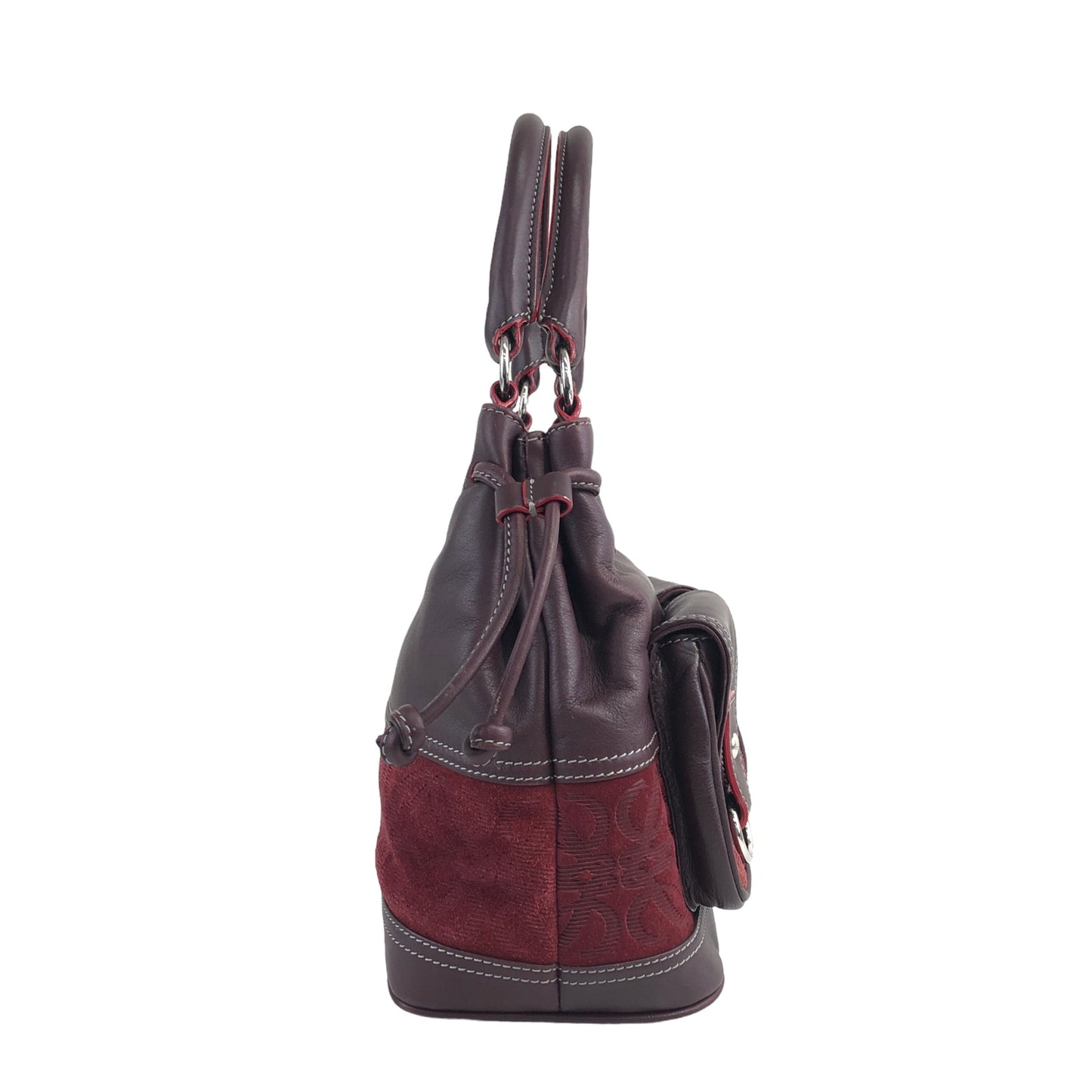 LOEWE Anagram Suede Leather Handbag Bordeaux Vintage z83c6h