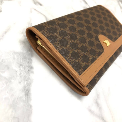 CELINE Macadam Triomphe PVC 皮革長皮夾 棕色 復古 7ej5dz
