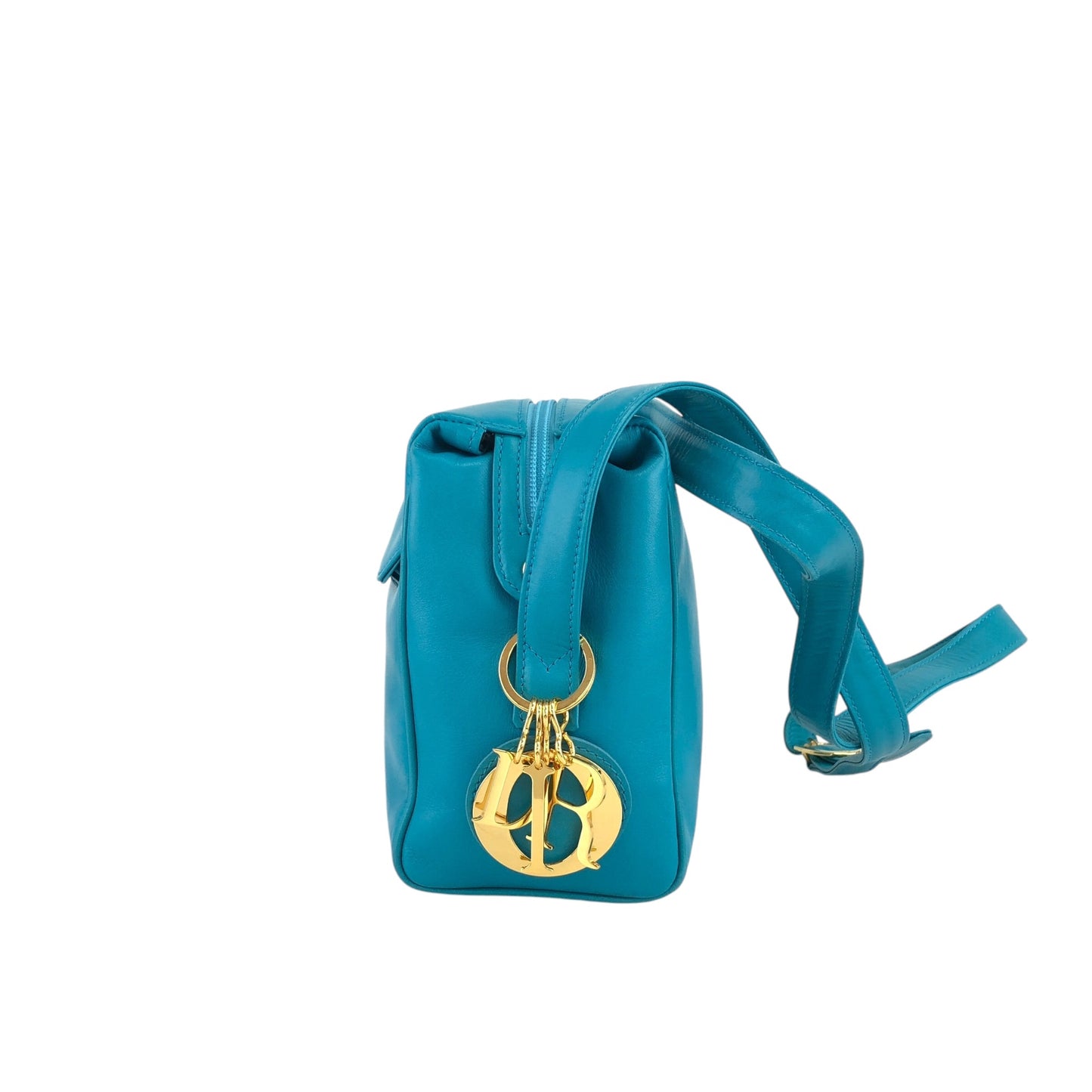 Christian Dior CD Logo Charm Crossbody Shoulder bag Blue Vintage faf6r2