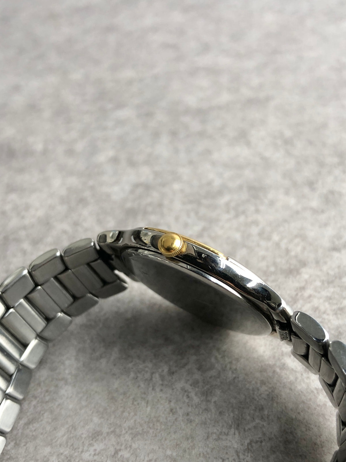 Yves Saint Laurent YSL Logo Quartz Watch Silver×Gold Vintage ymydvs