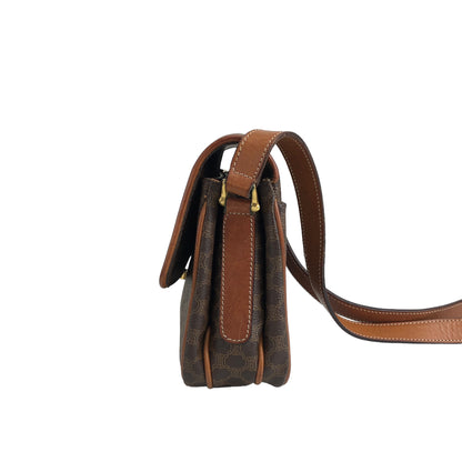 CELINE Macadam Triomphe Shoulder bag Brown Vintage 8c7giv