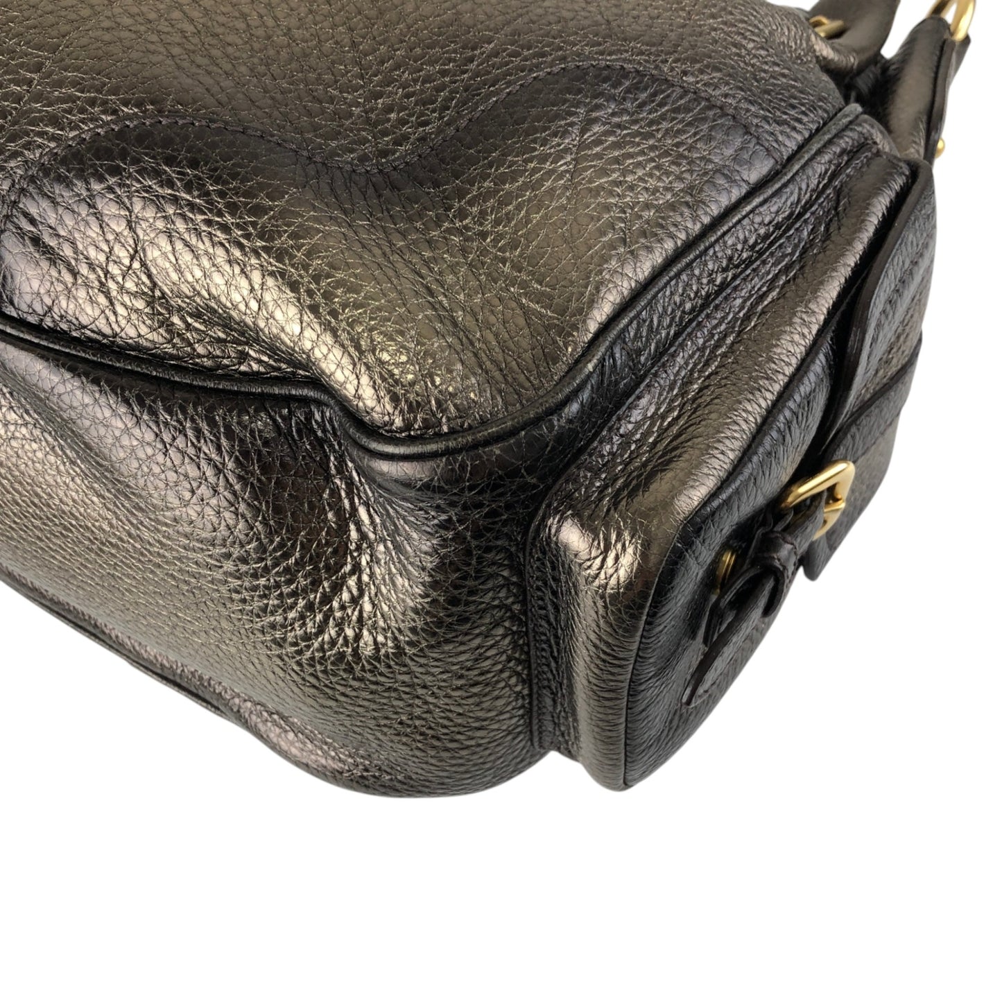 PRADA Logo Side Pocket Two-way Handbag Shoulder bag Bronze Vintage fiftw3