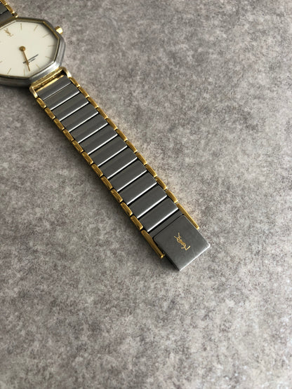 Yves Saint Laurent YSL Logo Quartz Watch Silver 2720-272269 Vintage ac8wwe