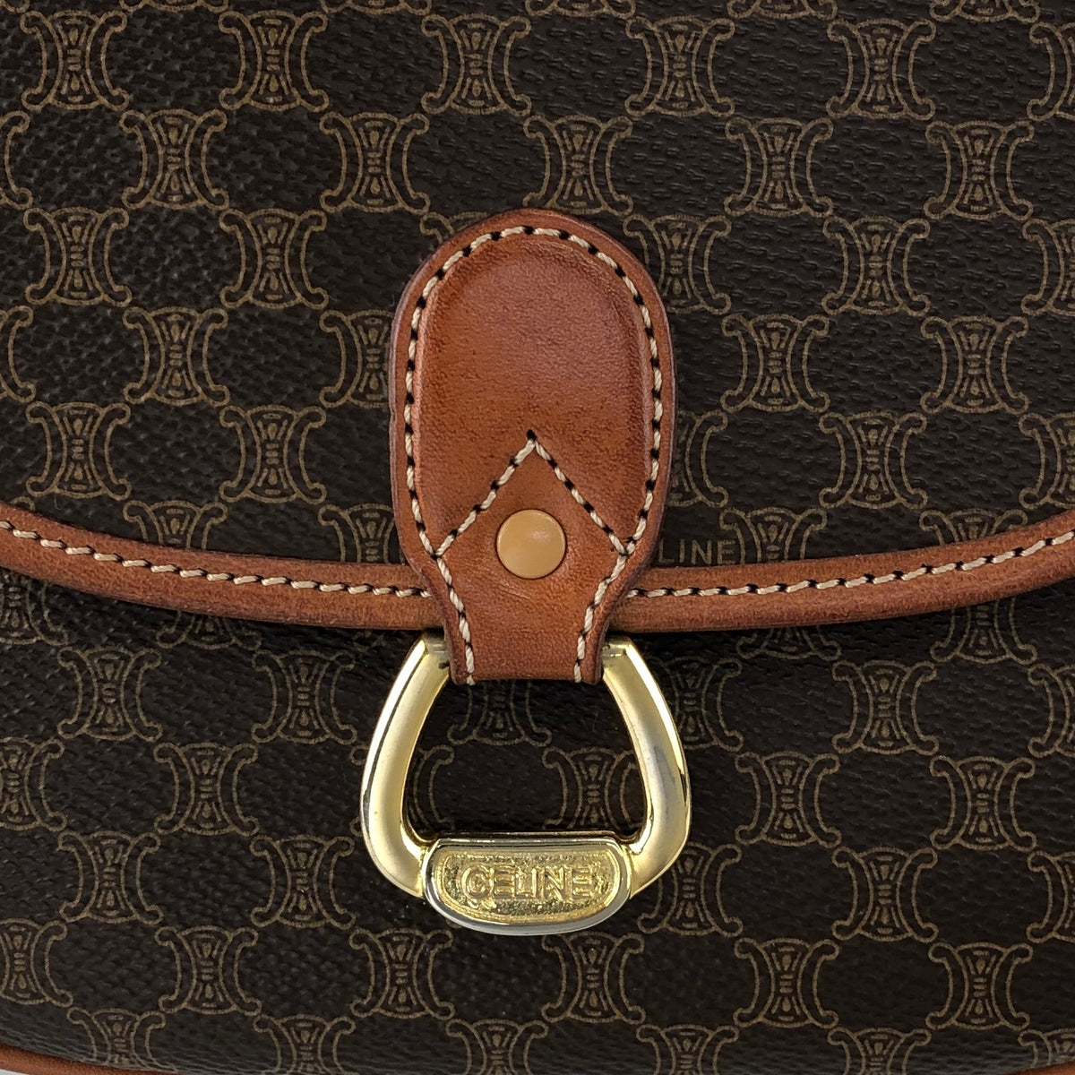 CELINE Horse Bit Shoulder bag Brown Vintage gth7ry