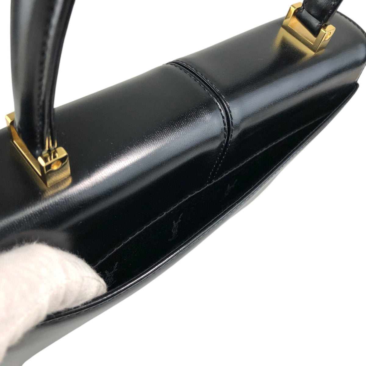 Yves Saint Laurent YSL Logo Top Handle Handbag Black Vintage m6kuvb