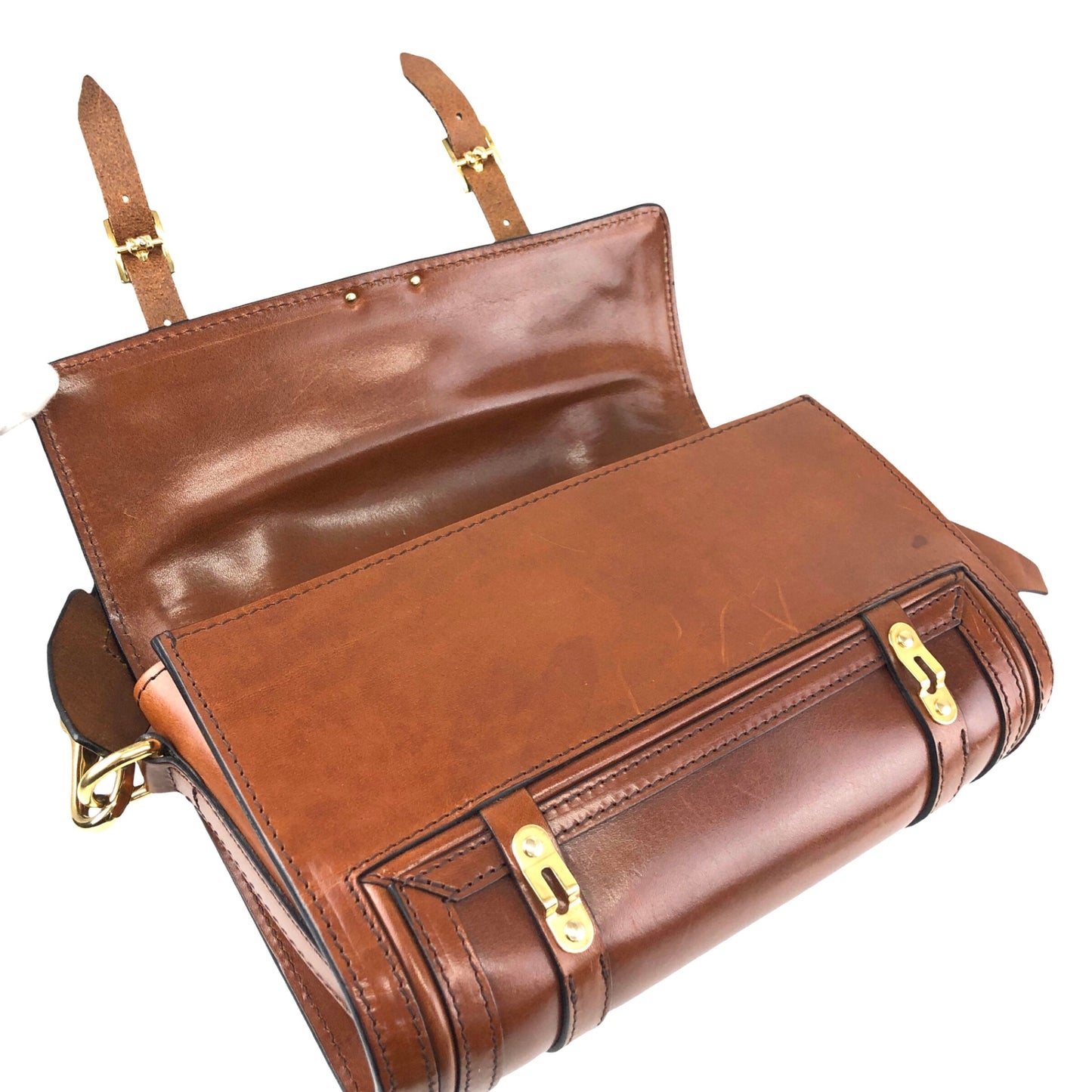 BURBERRYLogo Front Buckle Shoulder bag Brown Vintage 66nxby