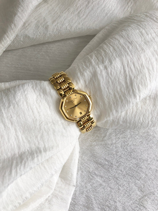 Christian Dior Octagon Watch Gold Vintage 5sckwy