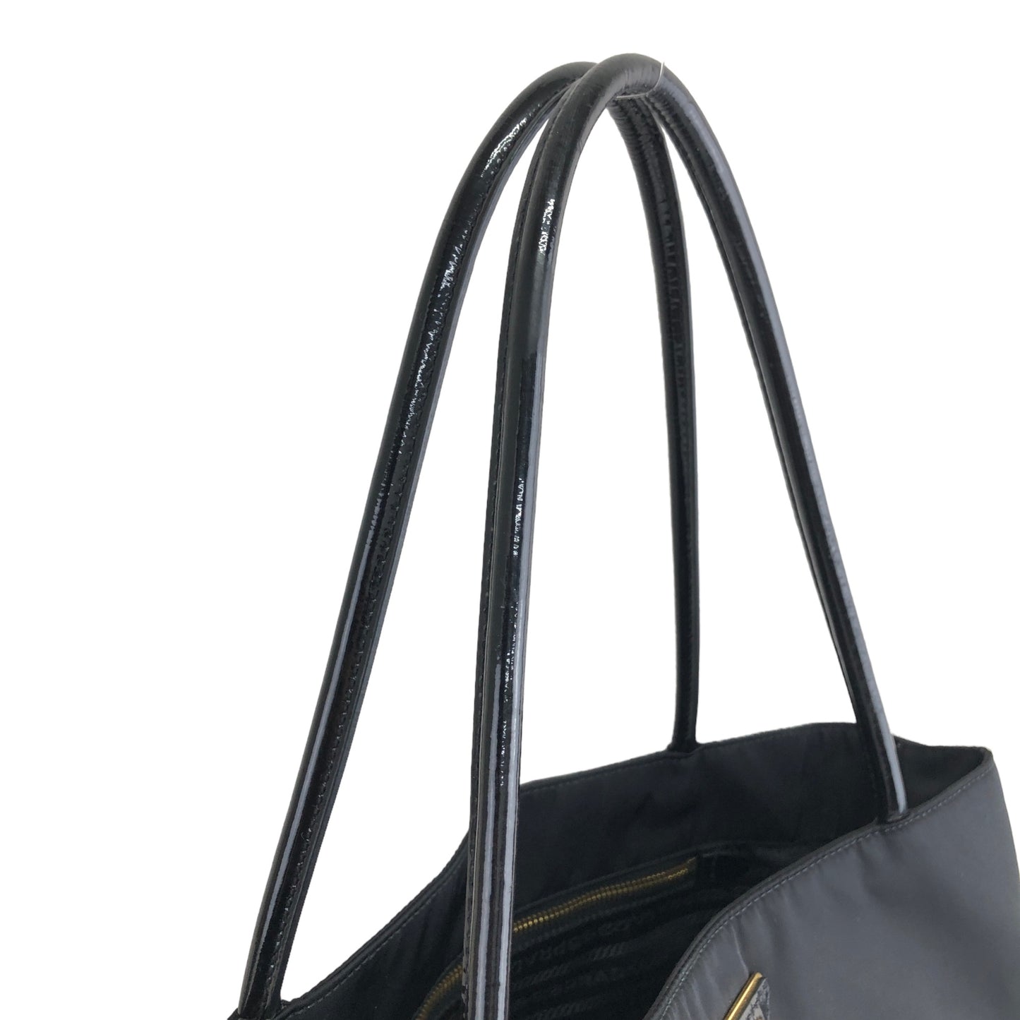 PRADA Triangle Logo Nylon Handbag Totebag Black Vintage gpk8yf