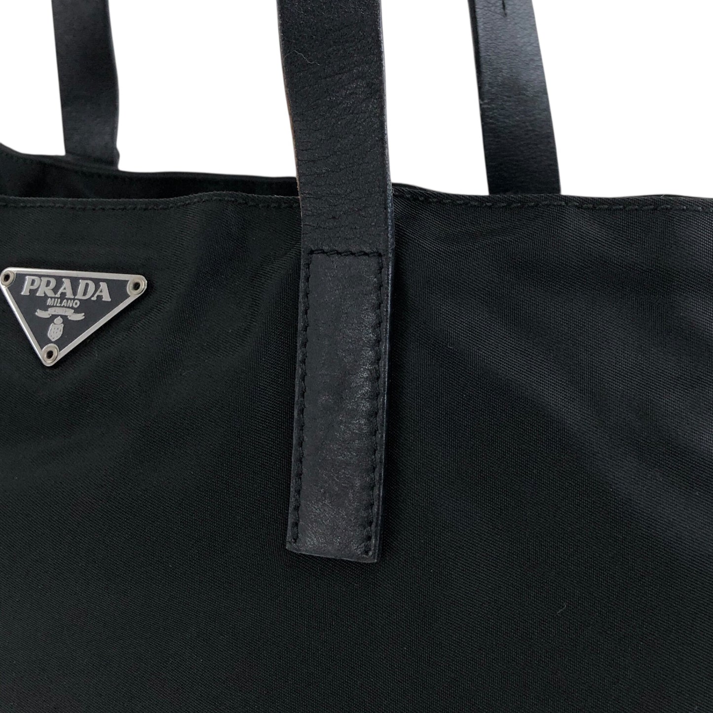 PRADA Tessuto Triangle Logo Totebag Black Vintage 6dyded