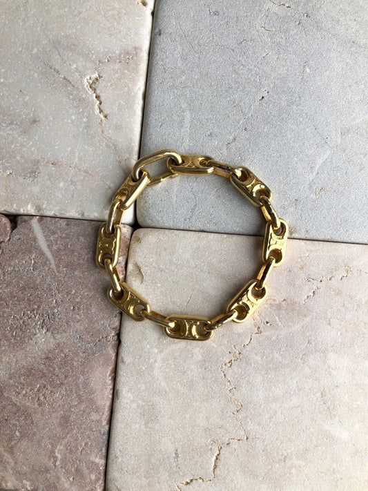 CELINE Blason Bracelet Gold Vintage 2hvthu